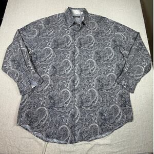 Stetson Men 3X Gray White Paisley Pearl Snap Long Sleeve Rodeo Western Shirt